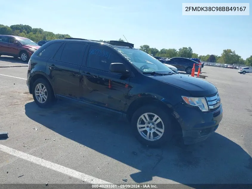 2008 Ford Edge Sel VIN: 2FMDK38C98BB49167 Lot: 40293381