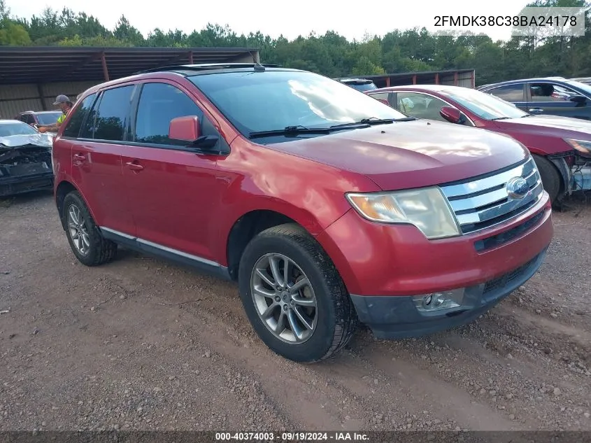 2008 Ford Edge Sel VIN: 2FMDK38C38BA24178 Lot: 40374003