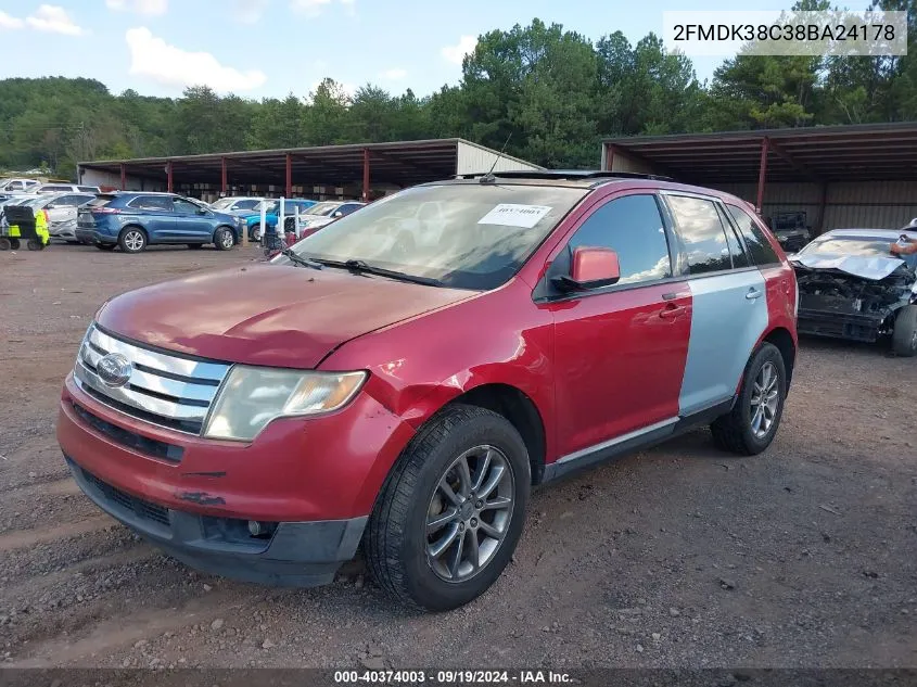 2008 Ford Edge Sel VIN: 2FMDK38C38BA24178 Lot: 40374003