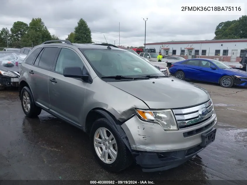 2008 Ford Edge Se VIN: 2FMDK36C18BA75116 Lot: 40380582