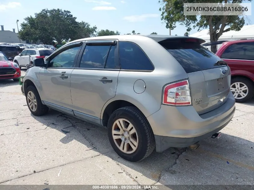 2008 Ford Edge Se VIN: 2FMDK36C88BA16306 Lot: 40381686