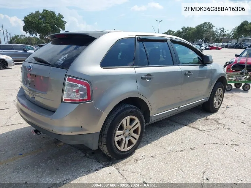 2008 Ford Edge Se VIN: 2FMDK36C88BA16306 Lot: 40381686