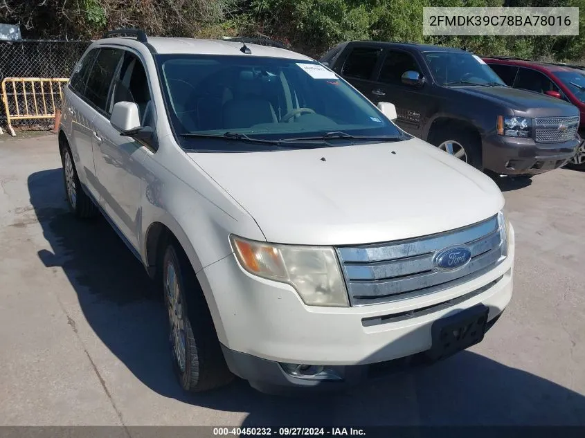 2008 Ford Edge Limited VIN: 2FMDK39C78BA78016 Lot: 40450232