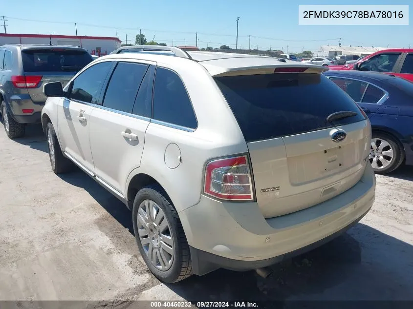 2008 Ford Edge Limited VIN: 2FMDK39C78BA78016 Lot: 40450232