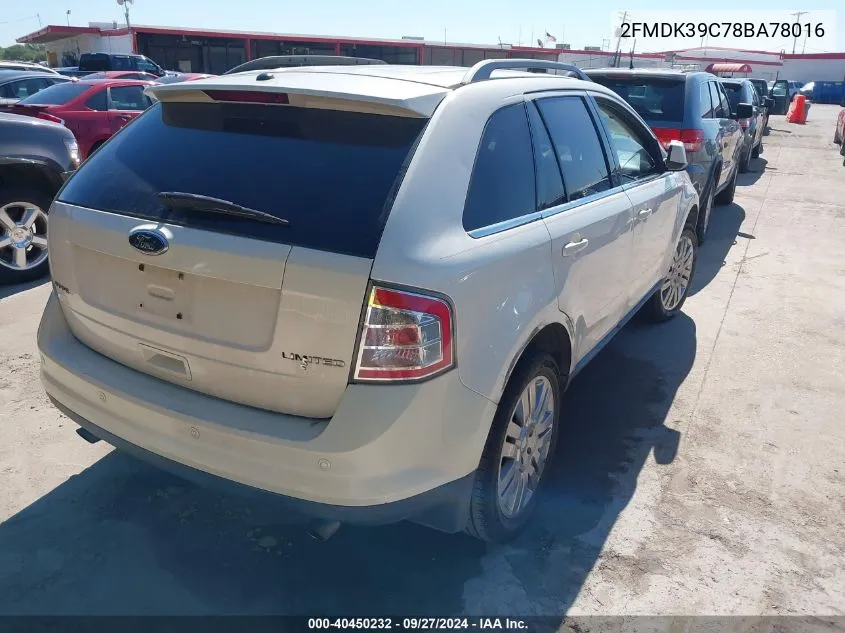 2008 Ford Edge Limited VIN: 2FMDK39C78BA78016 Lot: 40450232