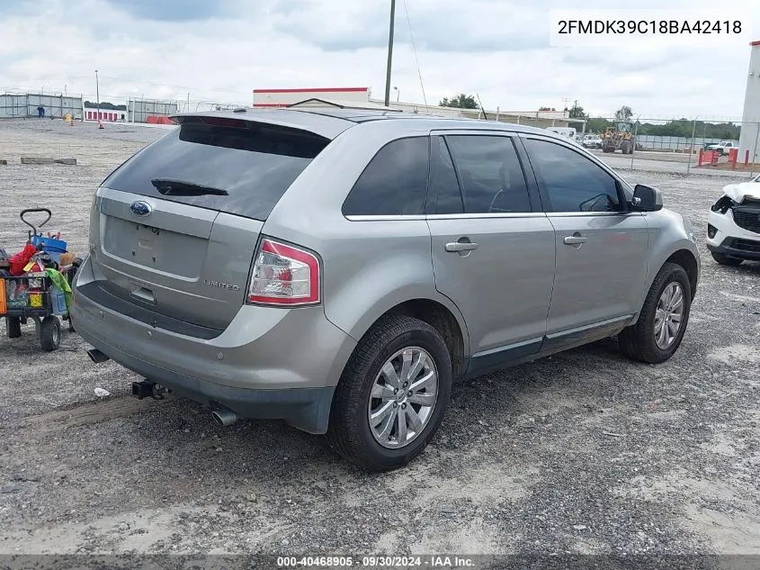 2008 Ford Edge Limited VIN: 2FMDK39C18BA42418 Lot: 40468905