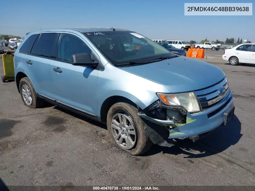 2008 Ford Edge Se VIN: 2FMDK46C48BB39638 Lot: 40470738