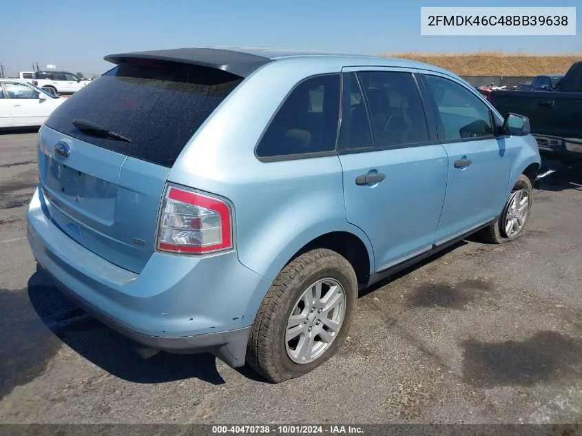 2008 Ford Edge Se VIN: 2FMDK46C48BB39638 Lot: 40470738