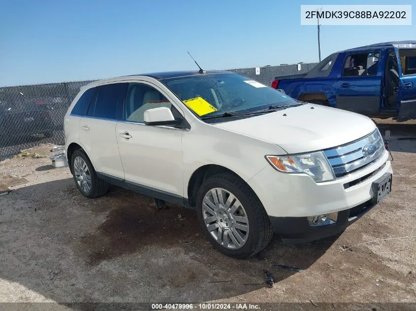 2008 Ford Edge Limited VIN: 2FMDK39C88BA92202 Lot: 40479996