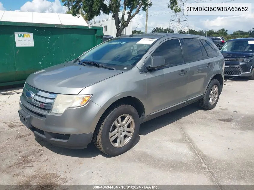 2008 Ford Edge Se VIN: 2FMDK36C98BA63652 Lot: 40494404