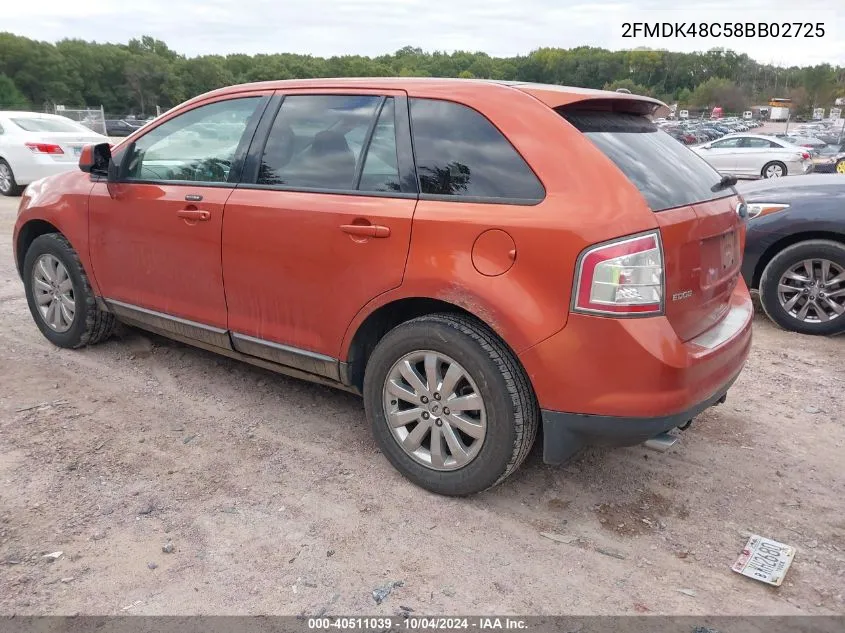 2008 Ford Edge Sel VIN: 2FMDK48C58BB02725 Lot: 40511039