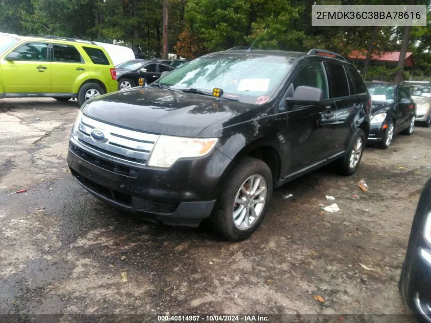 2008 Ford Edge Se VIN: 2FMDK36C38BA78616 Lot: 40514957