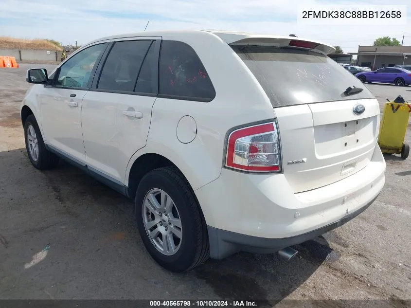 2008 Ford Edge Sel VIN: 2FMDK38C88BB12658 Lot: 40565798