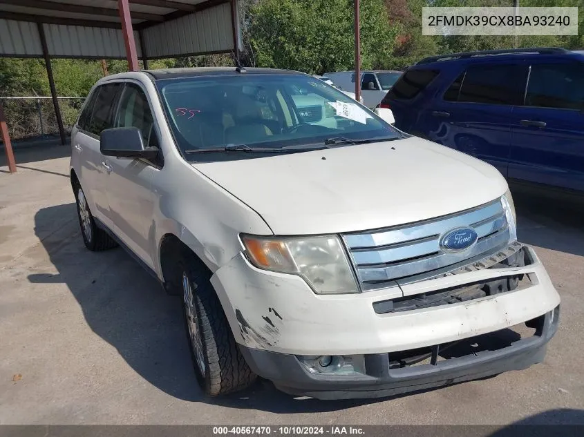 2008 Ford Edge Limited VIN: 2FMDK39CX8BA93240 Lot: 40567470