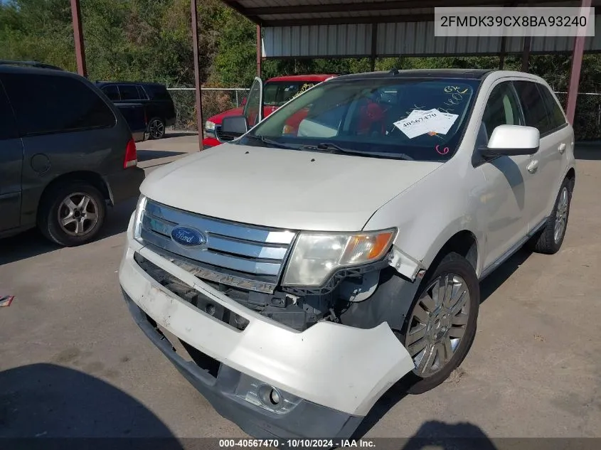 2008 Ford Edge Limited VIN: 2FMDK39CX8BA93240 Lot: 40567470