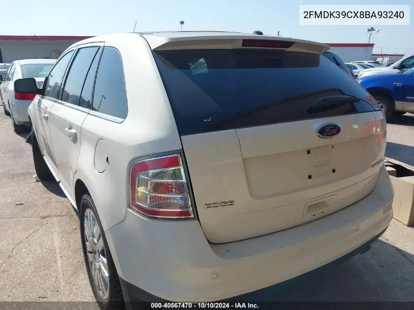 2008 Ford Edge Limited VIN: 2FMDK39CX8BA93240 Lot: 40567470