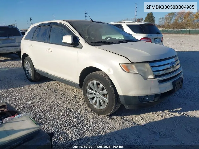 2008 Ford Edge Sel VIN: 2FMDK38C58BB04985 Lot: 40780702