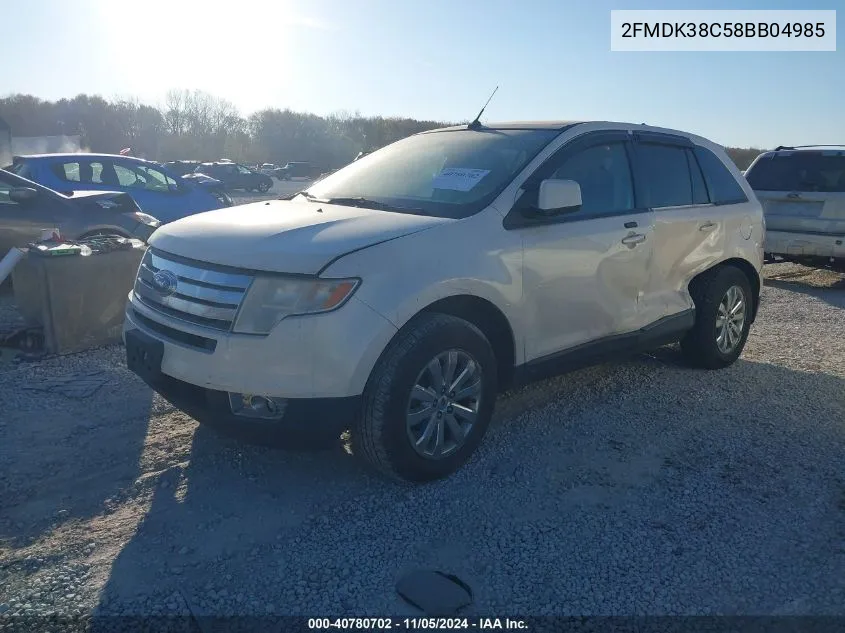 2008 Ford Edge Sel VIN: 2FMDK38C58BB04985 Lot: 40780702