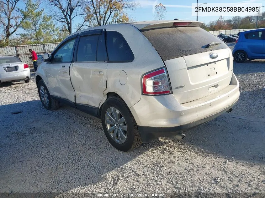 2008 Ford Edge Sel VIN: 2FMDK38C58BB04985 Lot: 40780702