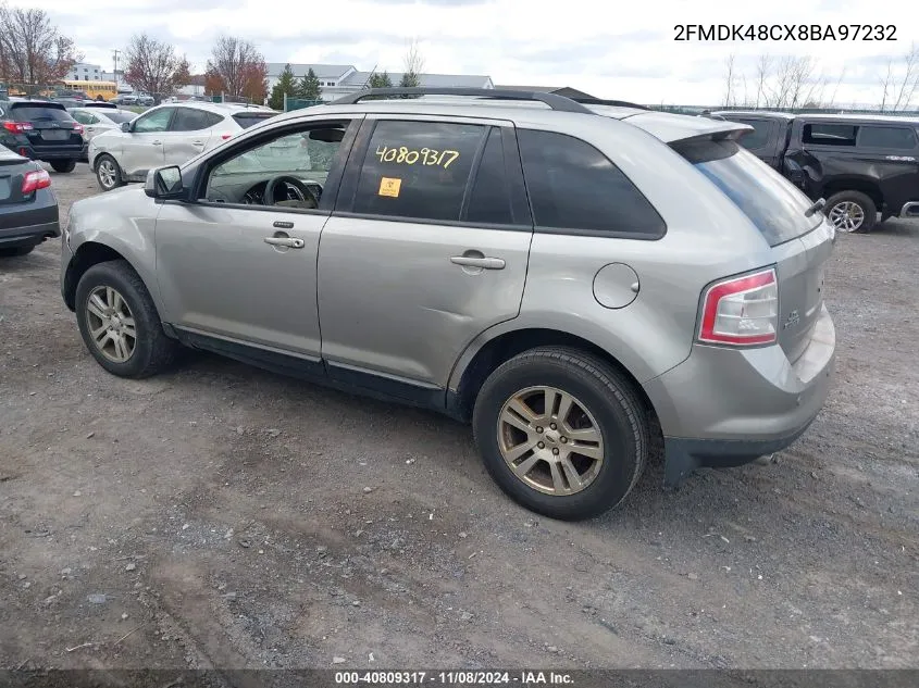 2008 Ford Edge Sel VIN: 2FMDK48CX8BA97232 Lot: 40809317