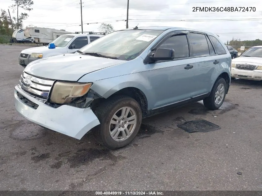 2008 Ford Edge Se VIN: 2FMDK36C48BA72470 Lot: 40849919