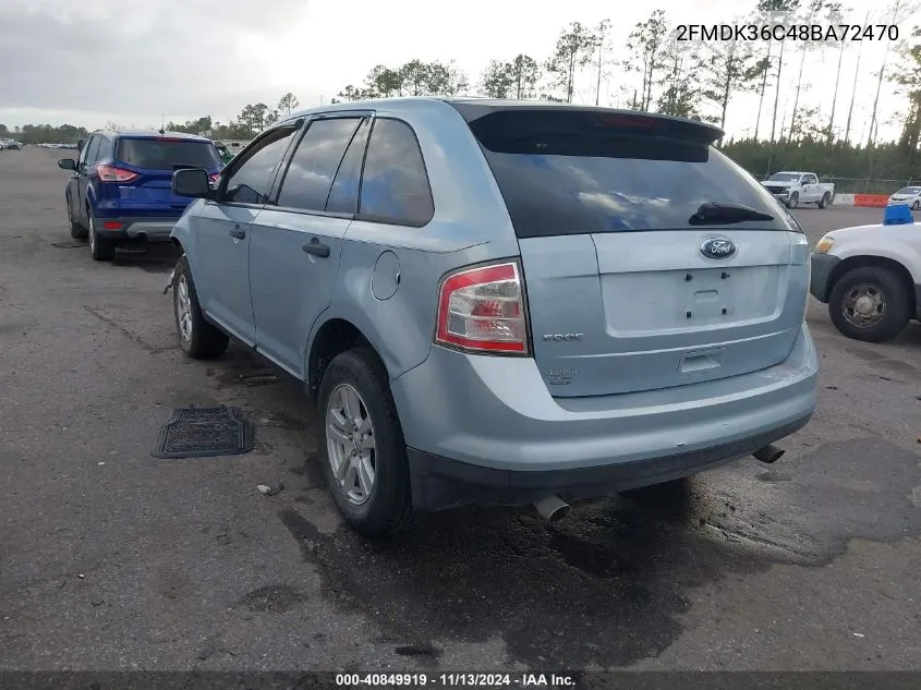 2008 Ford Edge Se VIN: 2FMDK36C48BA72470 Lot: 40849919