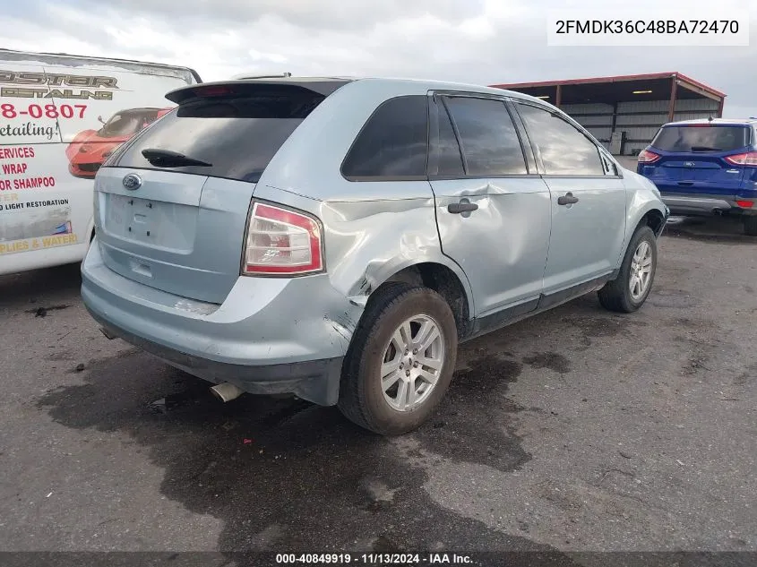 2008 Ford Edge Se VIN: 2FMDK36C48BA72470 Lot: 40849919