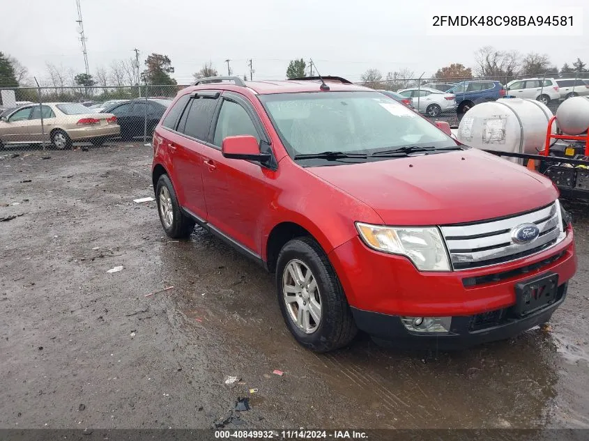 2008 Ford Edge Sel VIN: 2FMDK48C98BA94581 Lot: 40849932