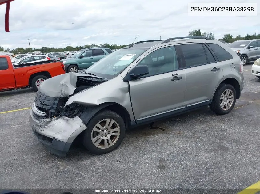 2008 Ford Edge Se VIN: 2FMDK36C28BA38298 Lot: 40851311