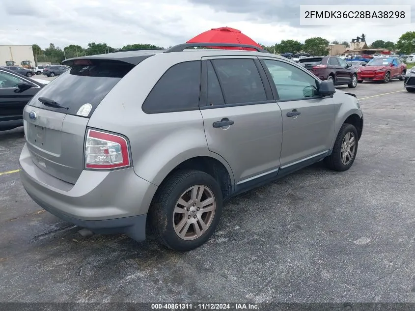 2008 Ford Edge Se VIN: 2FMDK36C28BA38298 Lot: 40851311