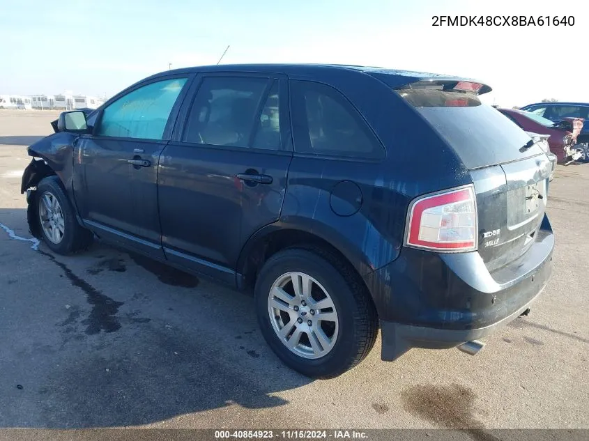 2008 Ford Edge Sel VIN: 2FMDK48CX8BA61640 Lot: 40854923