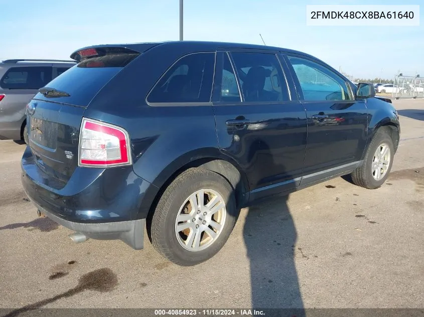 2008 Ford Edge Sel VIN: 2FMDK48CX8BA61640 Lot: 40854923