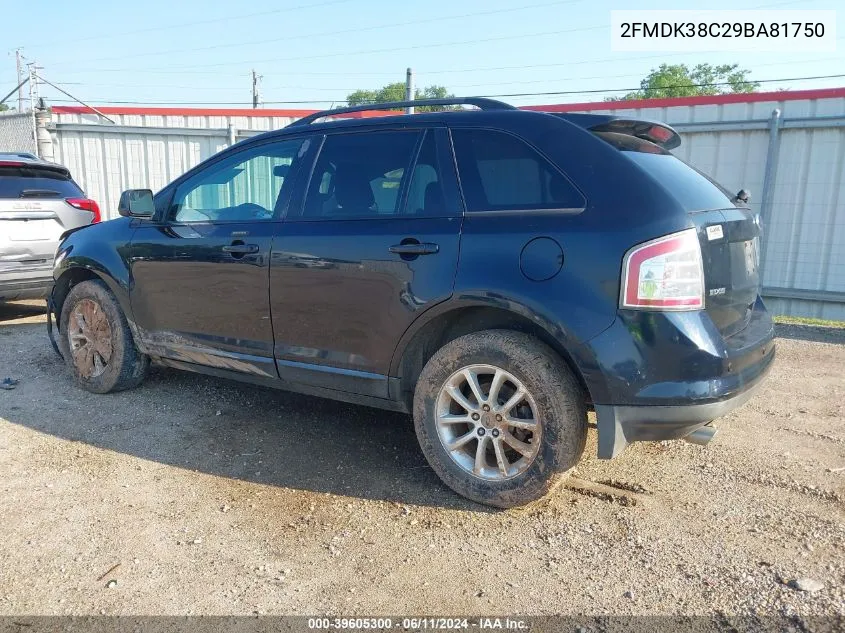 2009 Ford Edge Sel VIN: 2FMDK38C29BA81750 Lot: 39605300