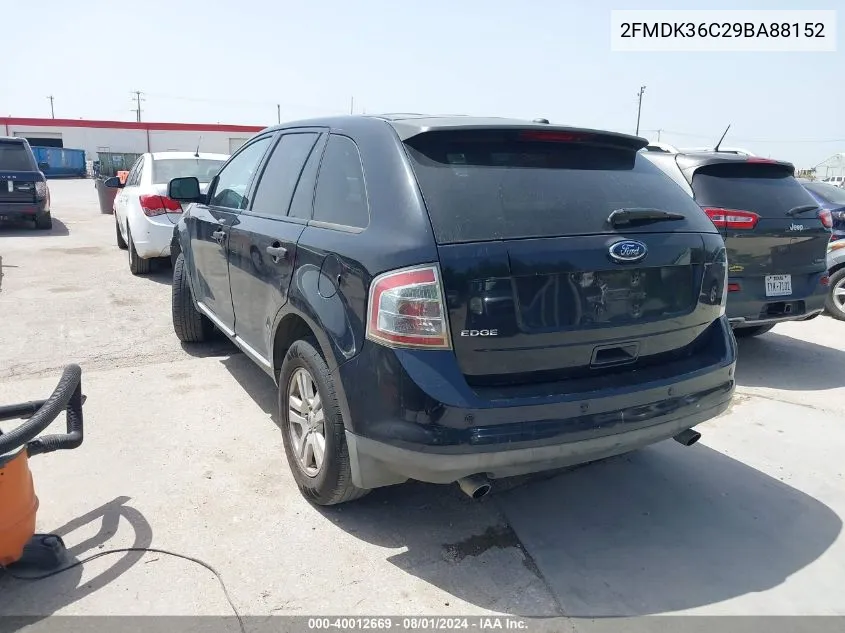 2009 Ford Edge Se VIN: 2FMDK36C29BA88152 Lot: 40012669