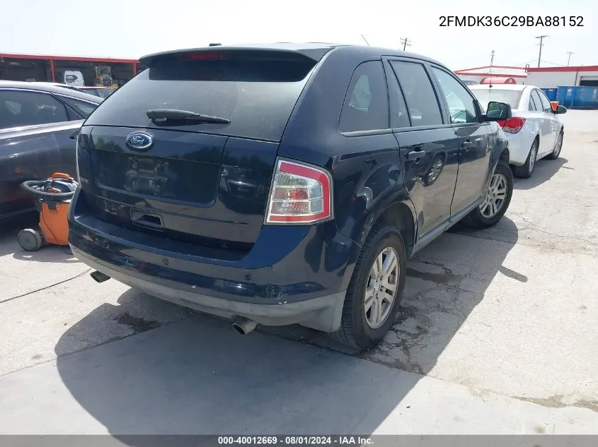 2009 Ford Edge Se VIN: 2FMDK36C29BA88152 Lot: 40012669