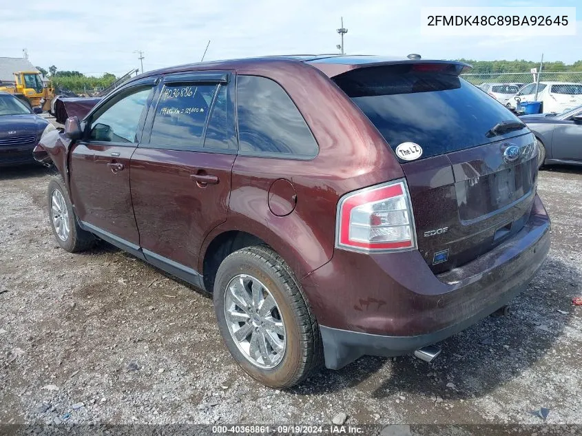 2009 Ford Edge Sel VIN: 2FMDK48C89BA92645 Lot: 40368861