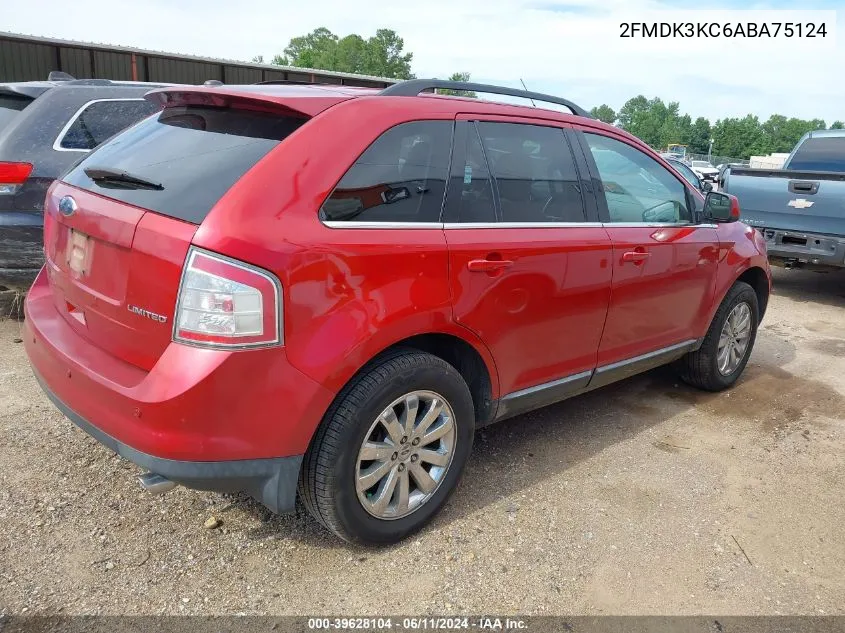 2010 Ford Edge Limited VIN: 2FMDK3KC6ABA75124 Lot: 39628104