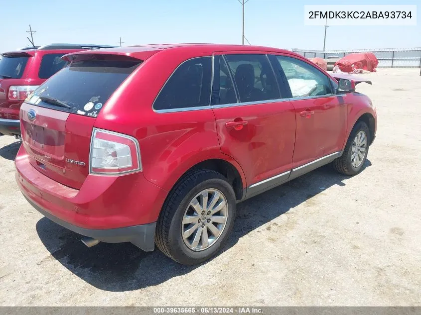 2010 Ford Edge Limited VIN: 2FMDK3KC2ABA93734 Lot: 39635665