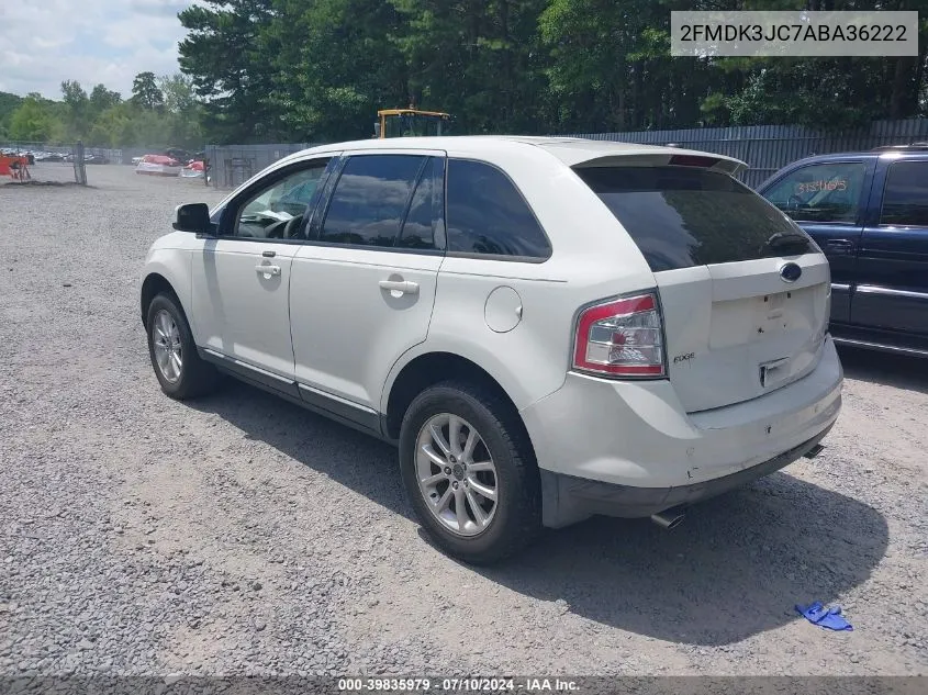 2010 Ford Edge Sel VIN: 2FMDK3JC7ABA36222 Lot: 39835979