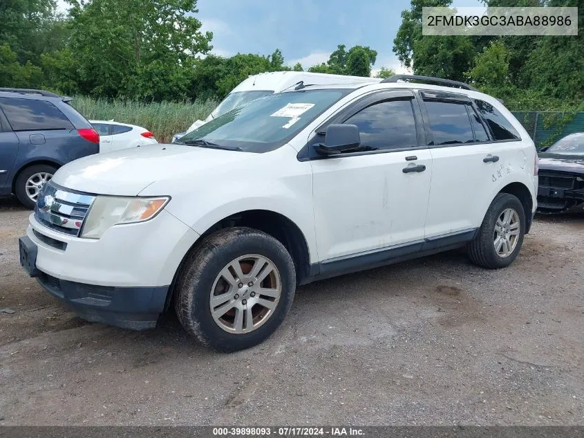 2010 Ford Edge Se VIN: 2FMDK3GC3ABA88986 Lot: 39898093