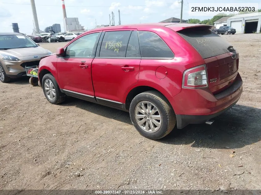 2010 Ford Edge Sel VIN: 2FMDK3JC4ABA52703 Lot: 39932347