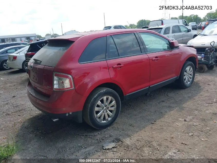 2010 Ford Edge Sel VIN: 2FMDK3JC4ABA52703 Lot: 39932347