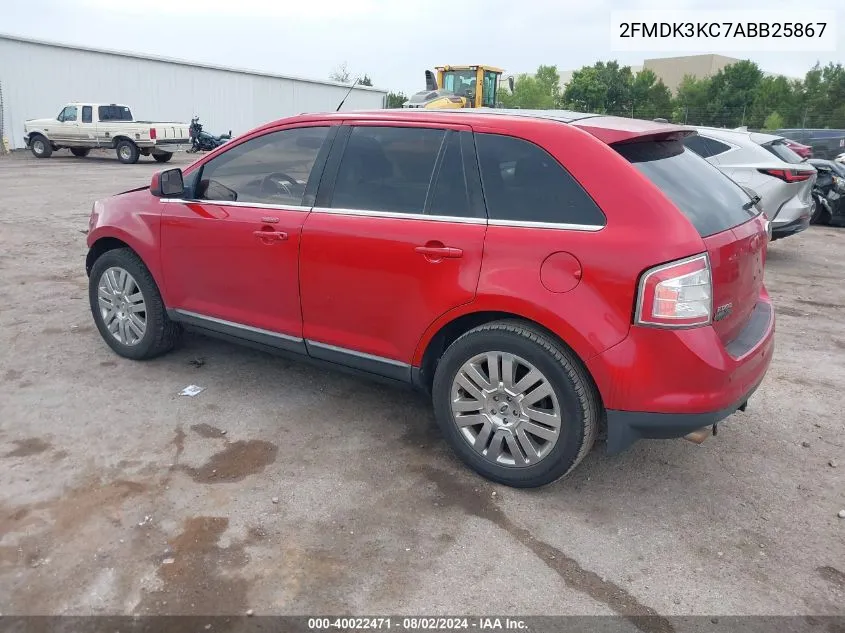 2010 Ford Edge Limited VIN: 2FMDK3KC7ABB25867 Lot: 40022471