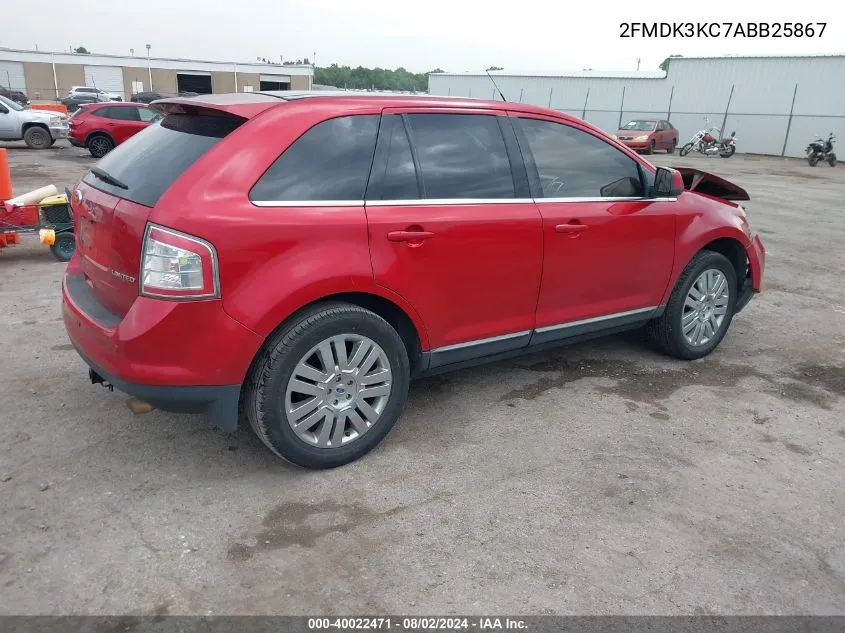 2010 Ford Edge Limited VIN: 2FMDK3KC7ABB25867 Lot: 40022471