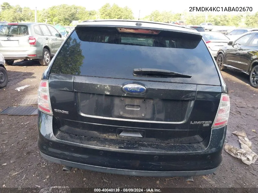 2010 Ford Edge Limited VIN: 2FMDK4KC1ABA02670 Lot: 40040139