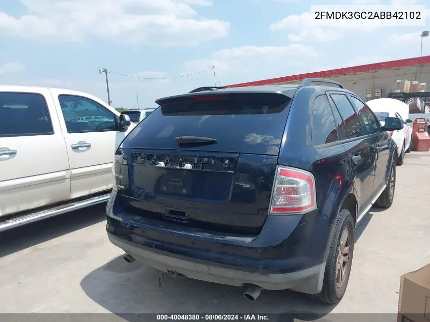 2010 Ford Edge Se VIN: 2FMDK3GC2ABB42102 Lot: 40048380