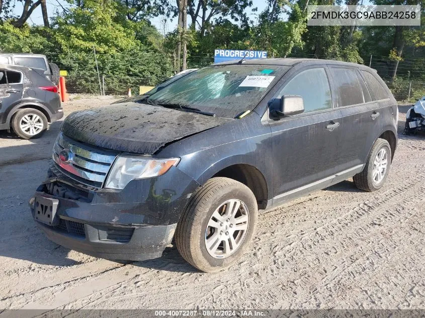 2010 Ford Edge Se VIN: 2FMDK3GC9ABB24258 Lot: 40072287