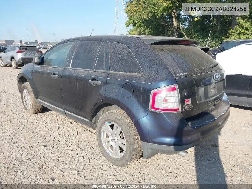 2010 Ford Edge Se VIN: 2FMDK3GC9ABB24258 Lot: 40072287