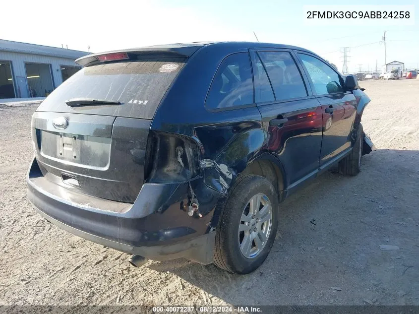 2010 Ford Edge Se VIN: 2FMDK3GC9ABB24258 Lot: 40072287