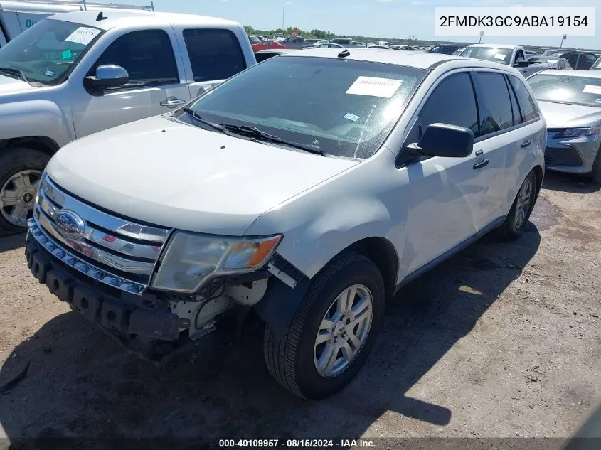 2010 Ford Edge Se VIN: 2FMDK3GC9ABA19154 Lot: 40109957